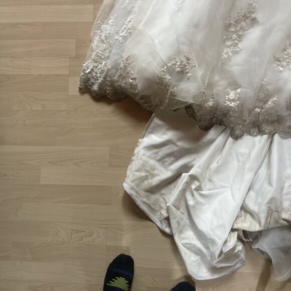 Alfred Angelo Wedding Dress Women’s Sz 22 White Bridal Gown Formal Lace Read - Picture 6 of 16